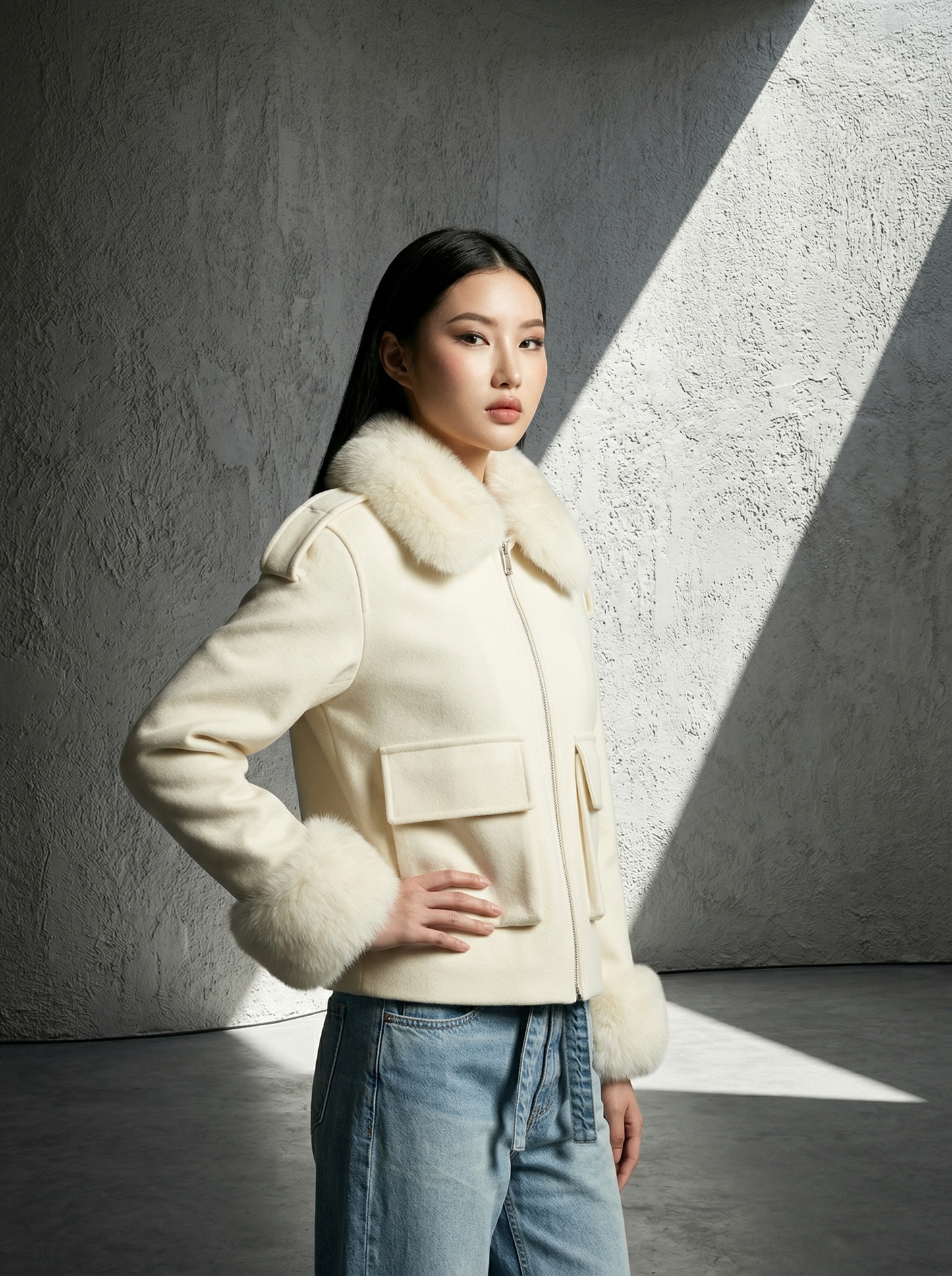 Seraphell Luxe Faux Fur Collar Jacket