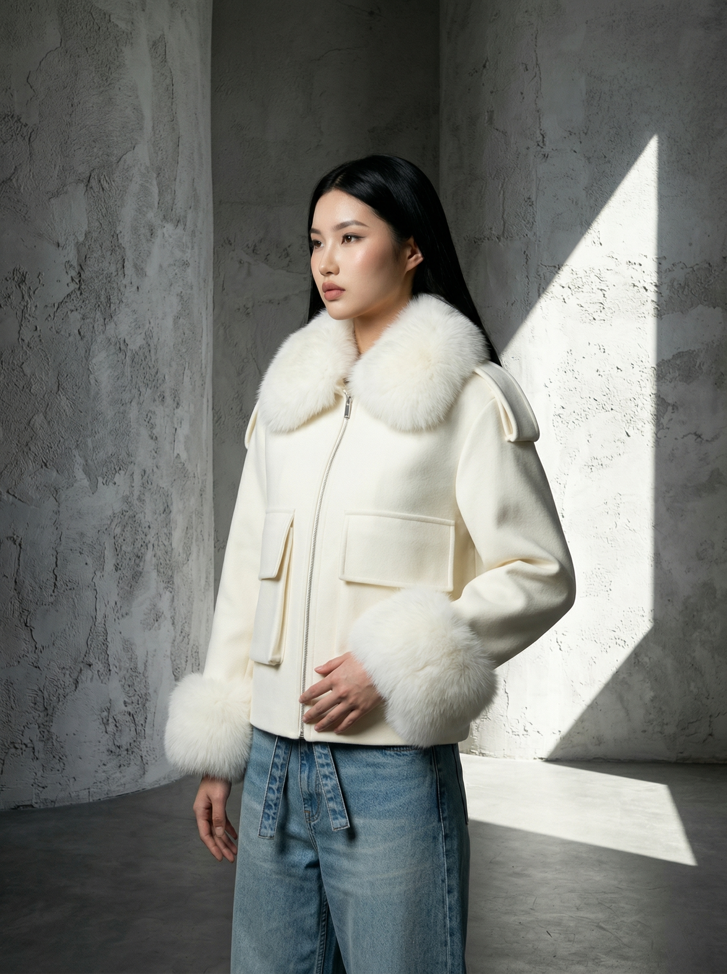 Seraphell Luxe Faux Fur Collar Jacket
